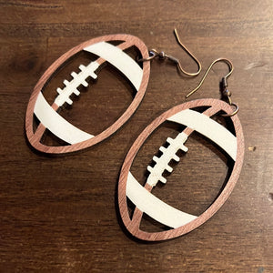 Wooden Football Earrings