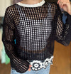 Floral Crochet Hem Sweater