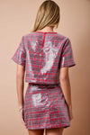 Plaid Sequin Top