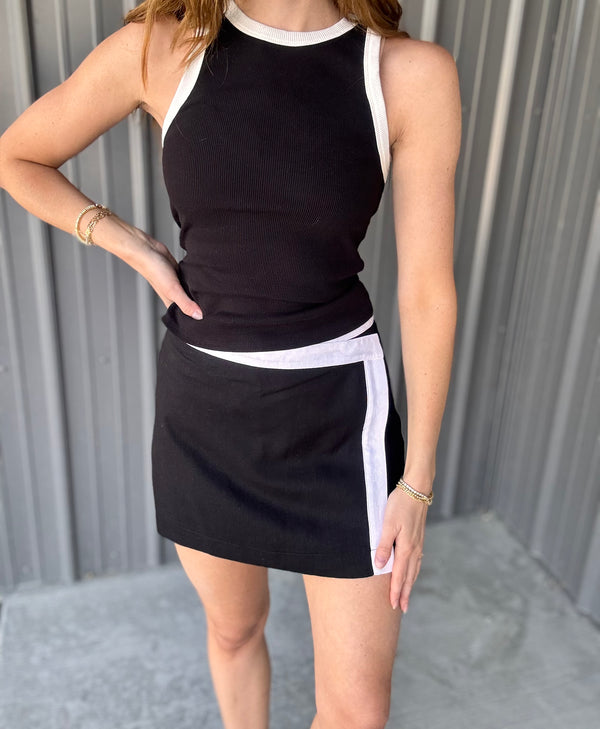 Contrast Trim Skort Set