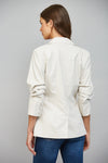 One Button Faux Leather Blazer