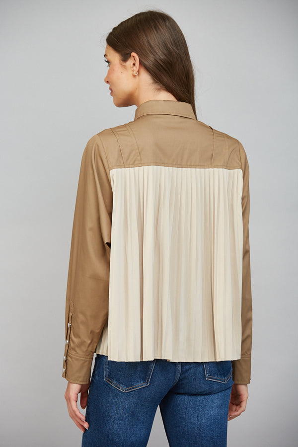 Pleated Button Down Shirt