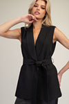 Sleeveless Belted Jacket