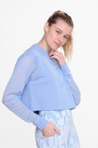 Cropped Shirt with Mesh Sleeves