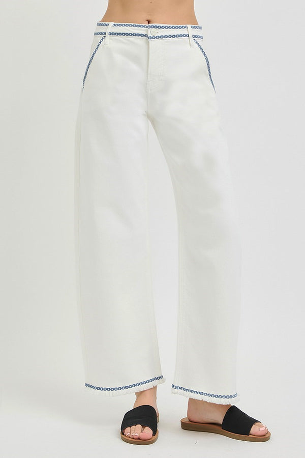 Embroidered Hem Jeans
