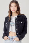 Risen Shirred Shoulder Jean Jacket