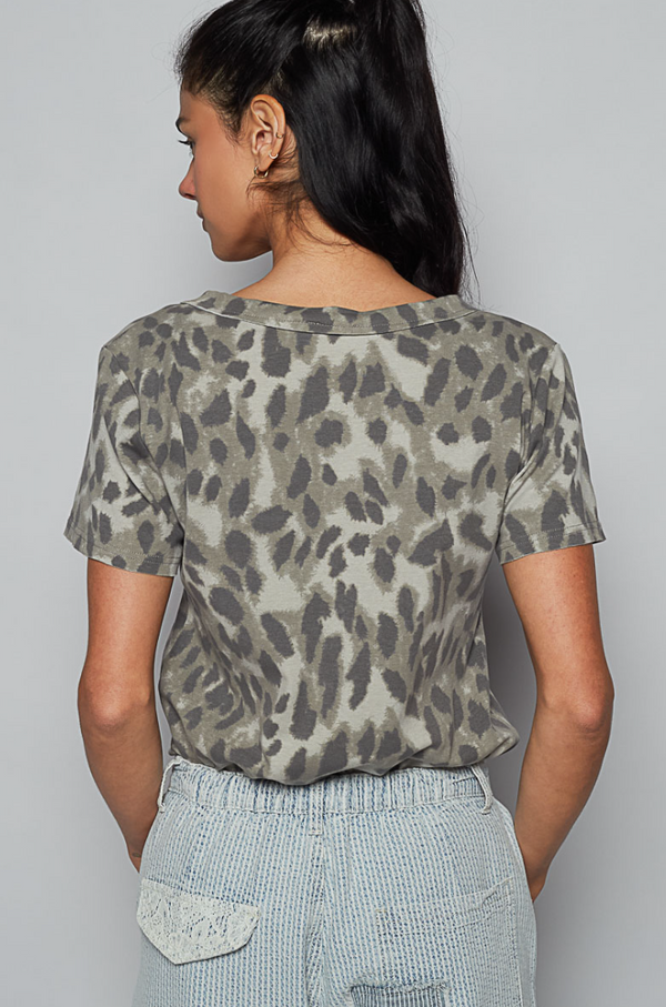 Animal Print V Neck