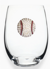 Baseball Jeweled Stemless Wine Glass