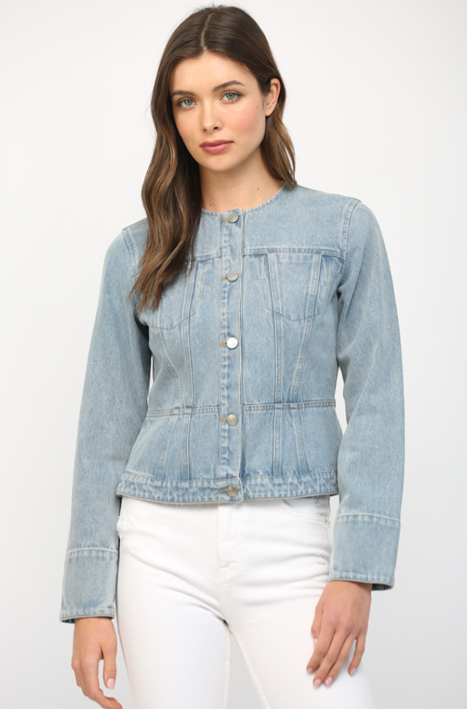 46 Rond Jacket Round Neck Denim Jacket – Trendy