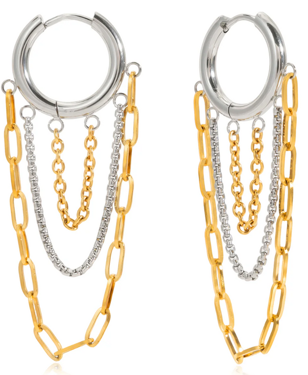 Chain Huggie Hoops