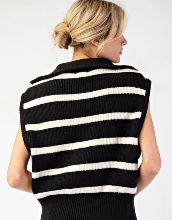 Quarter Zip Stripe Vest