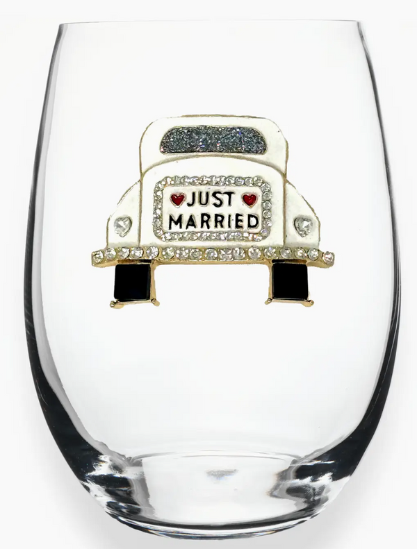 Just Married Wine Glass
