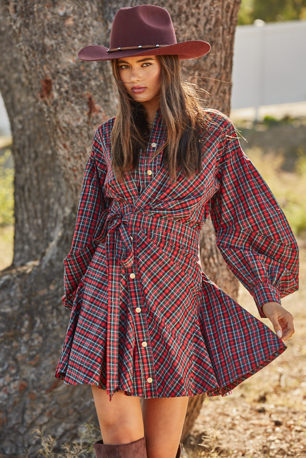 Plaid Wrap Dress