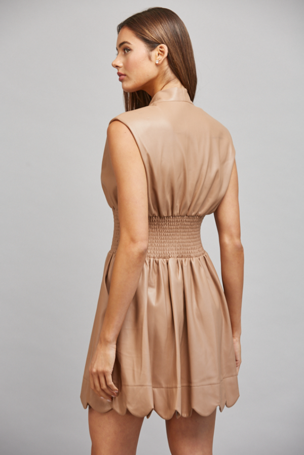 Faux Leather Zip Front Dress