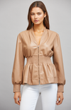 Faux Leather Peplum Top