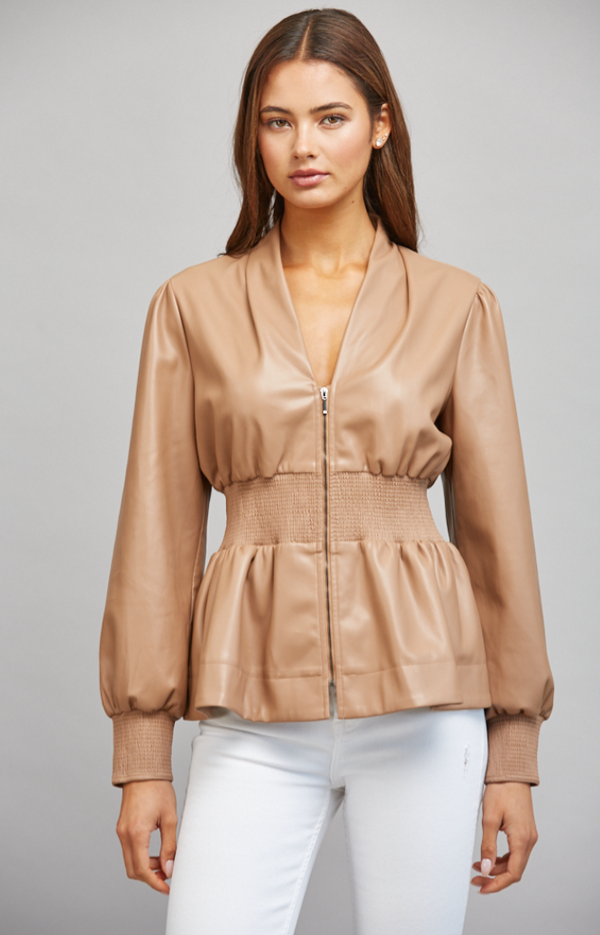 Faux Leather Peplum Top