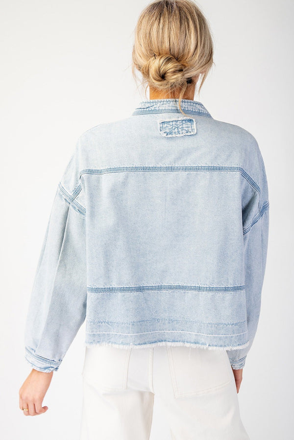 Denim V-Neck Top