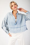 Denim V-Neck Top