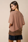 Loose Fit Lace Hem Top