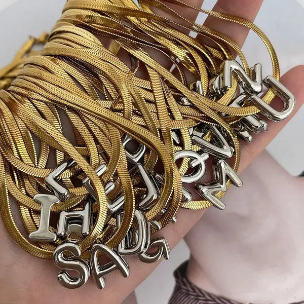 Initial Necklace Snake Chain