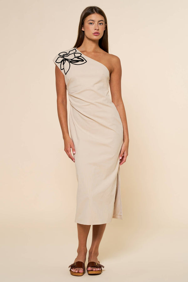 Flower Shoulder Midi Dress