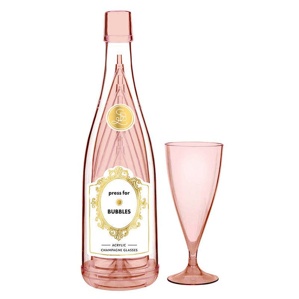 Acrylic Champagne Bottle + Glasses
