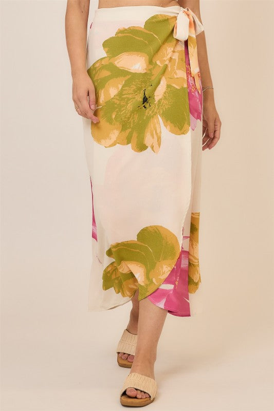 Floral Wrap Maxi Skirt