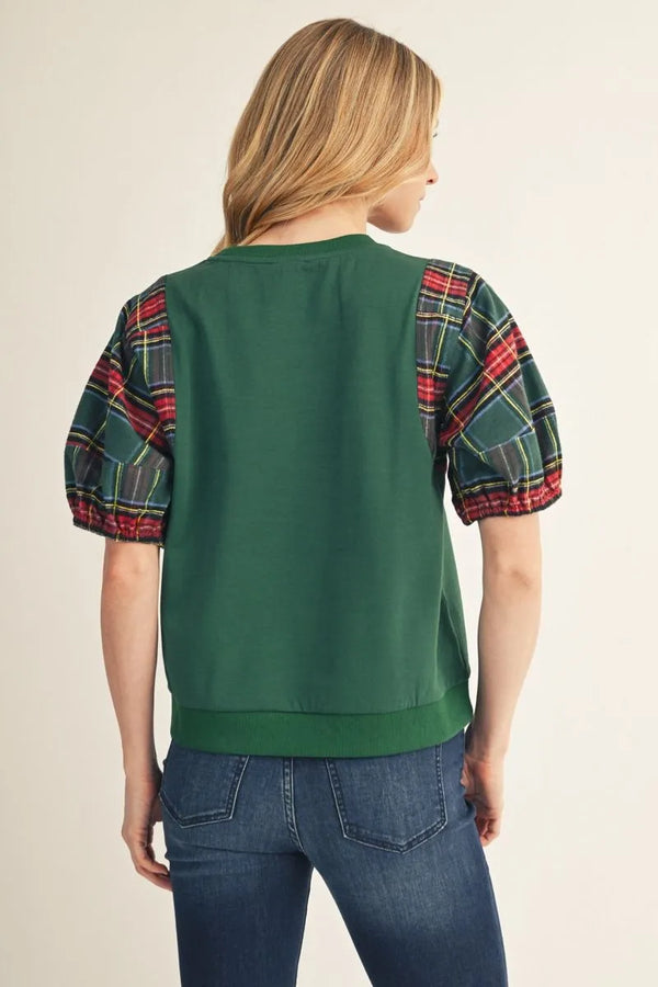 Plaid Sleeve Top