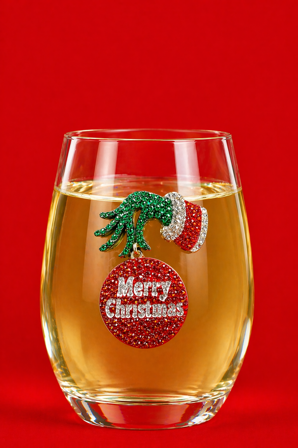 Grinchy Wine Glass