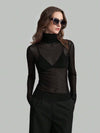 Mesh Stand Collar Blouse