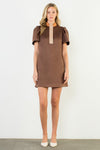 Mock Neck Suede Mini Dress