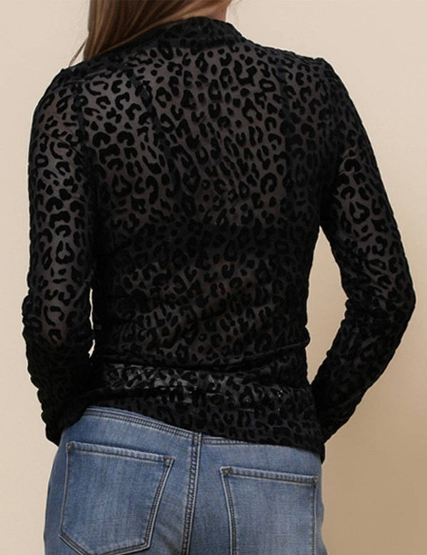 Leopard Mesh Layer Top