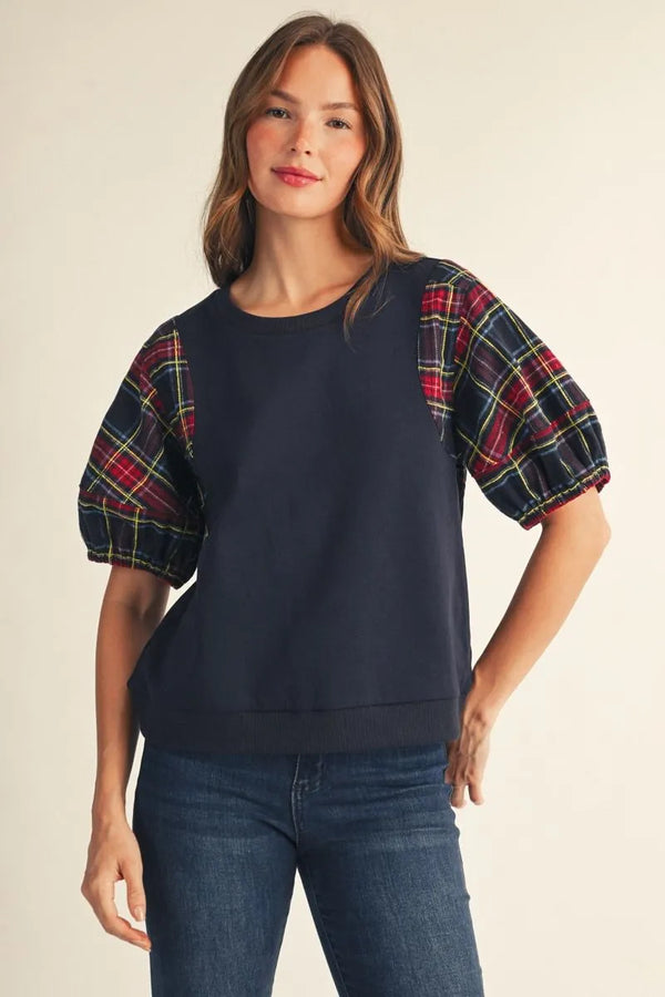 Plaid Sleeve Top