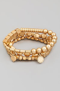 Metallic Bead Bracelet Set