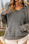 Studded Kangaroo Pocket Sweater