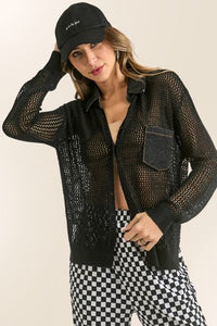 Netted Button Down