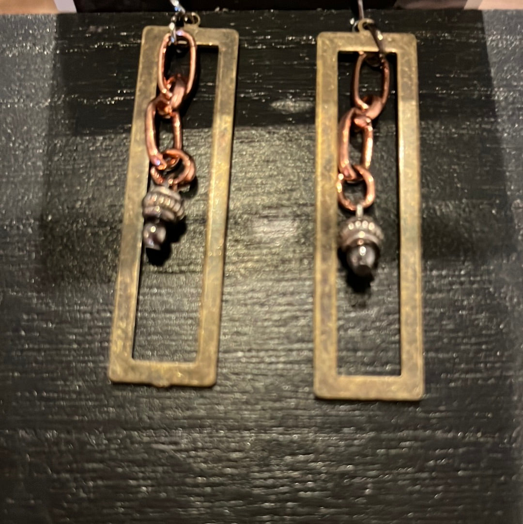 Bronze Rectangle Earrings