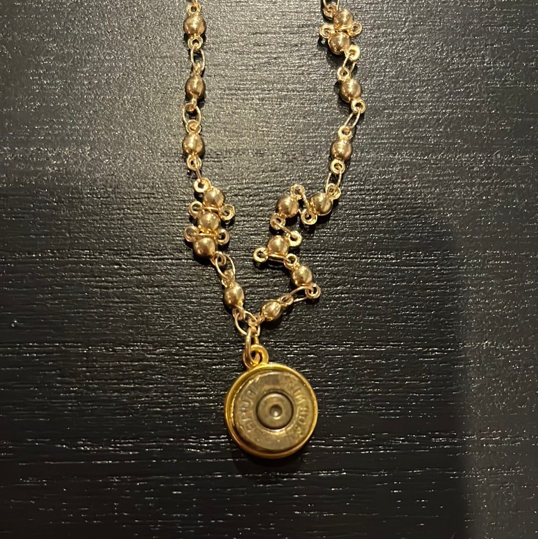 Flat Bullet Pendant Necklace